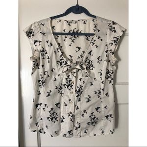 Odille dolphin print blouse Size 8, Anthropologie
